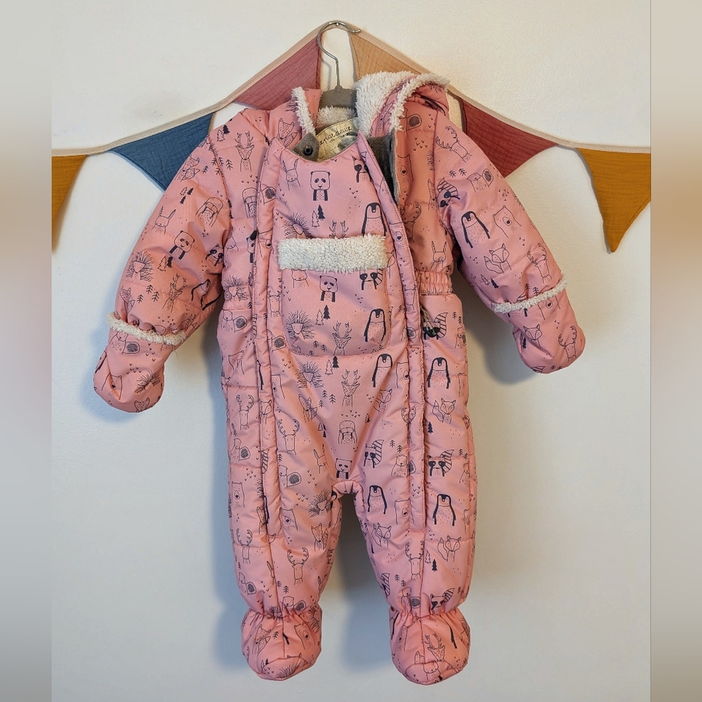 Deux Par Deux Pink One Piece Snowsuit 12 Months